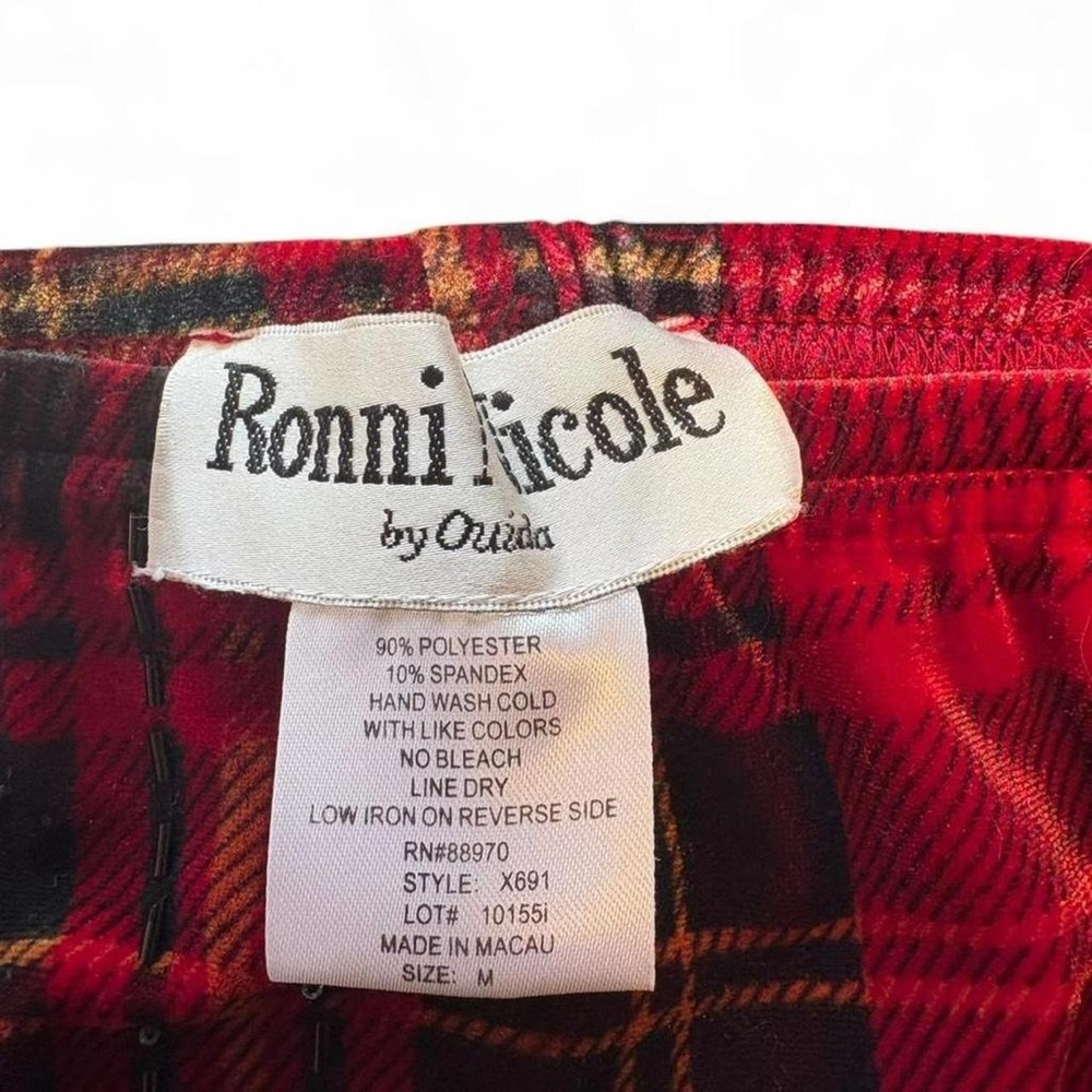 Ronni Nicole Red Tartan Fringe Maxi Skirt Beaded Plaid Size M - Picture 2 of 7